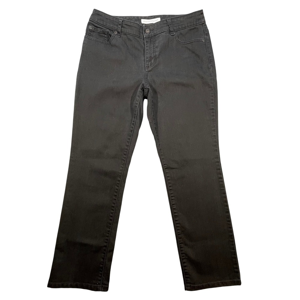 Chico's Black Platinum Denim Straight Leg Jeans Women Size 1 Short